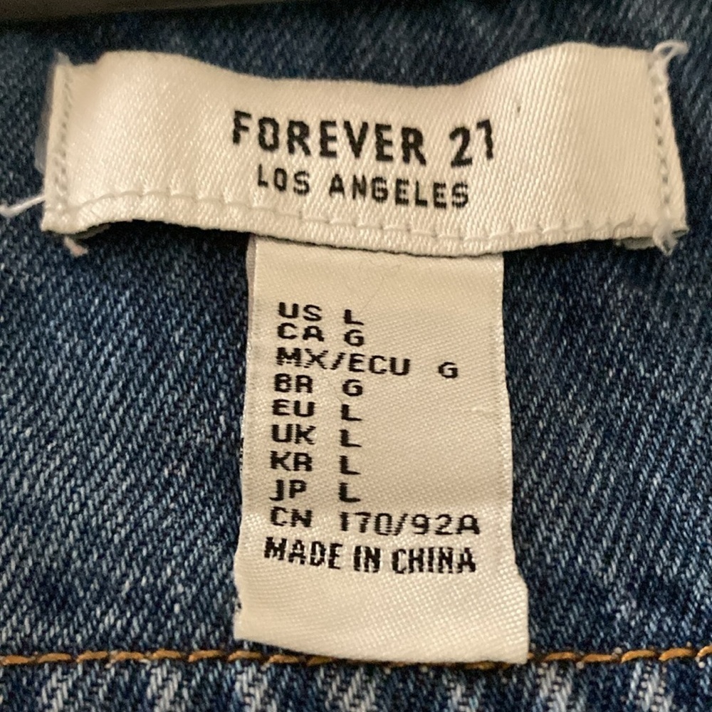 Forever 21 womens LG denim jumper casual adjustable straps classic 100% cotton - Picture 3 of 6